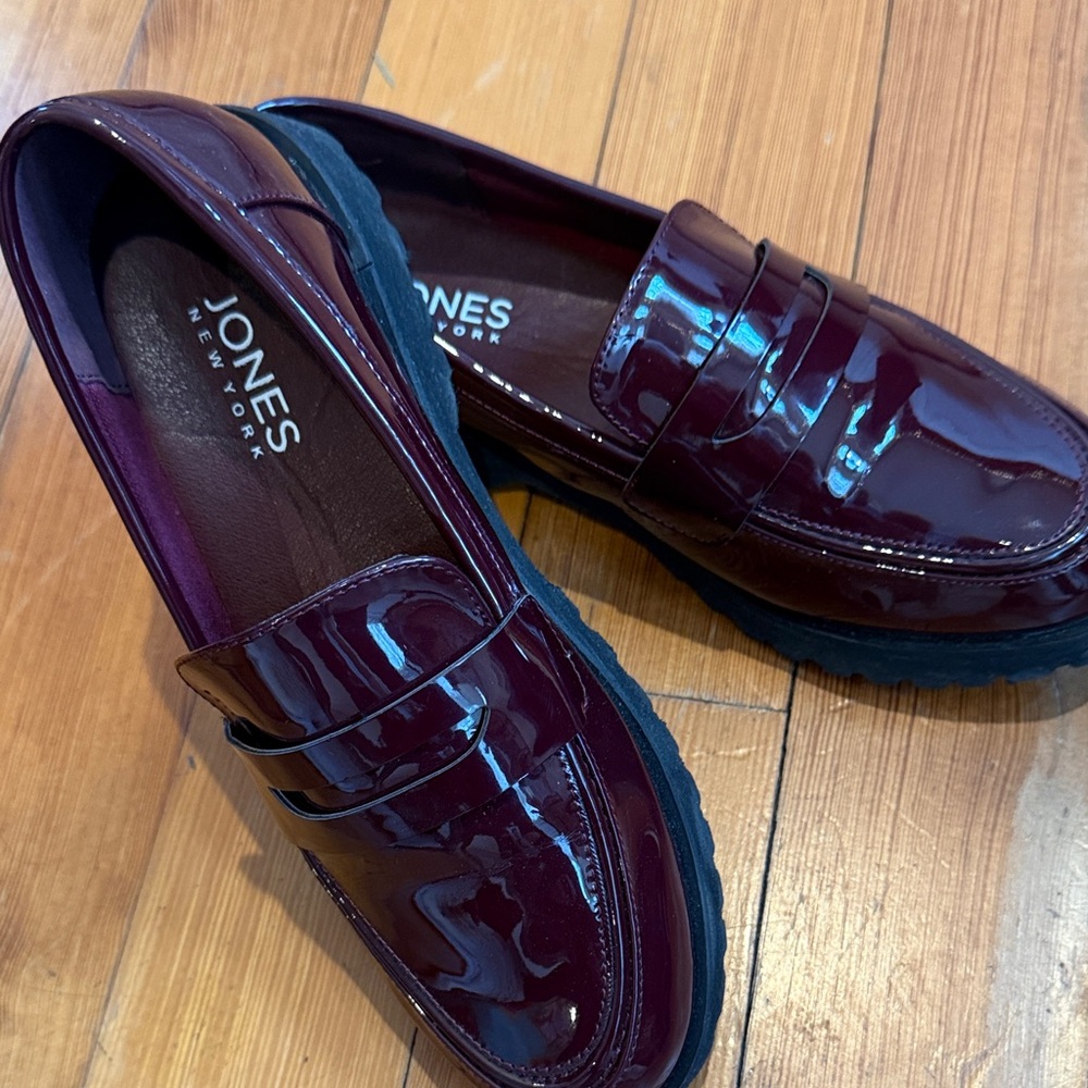 Jones New York Glossy Maroon Loafers